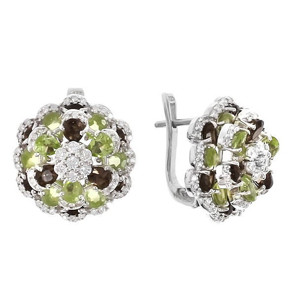 

Серьги из серебра Balex Jewellery 2410931203, хризолит/раухтопаз/фианит, 2410931203