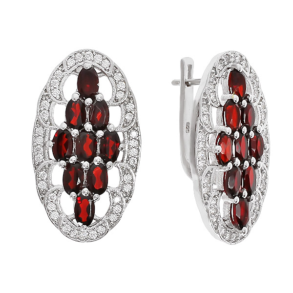 

Серьги из серебра Balex Jewellery 2410931215, гранат/фианит, 2410931215