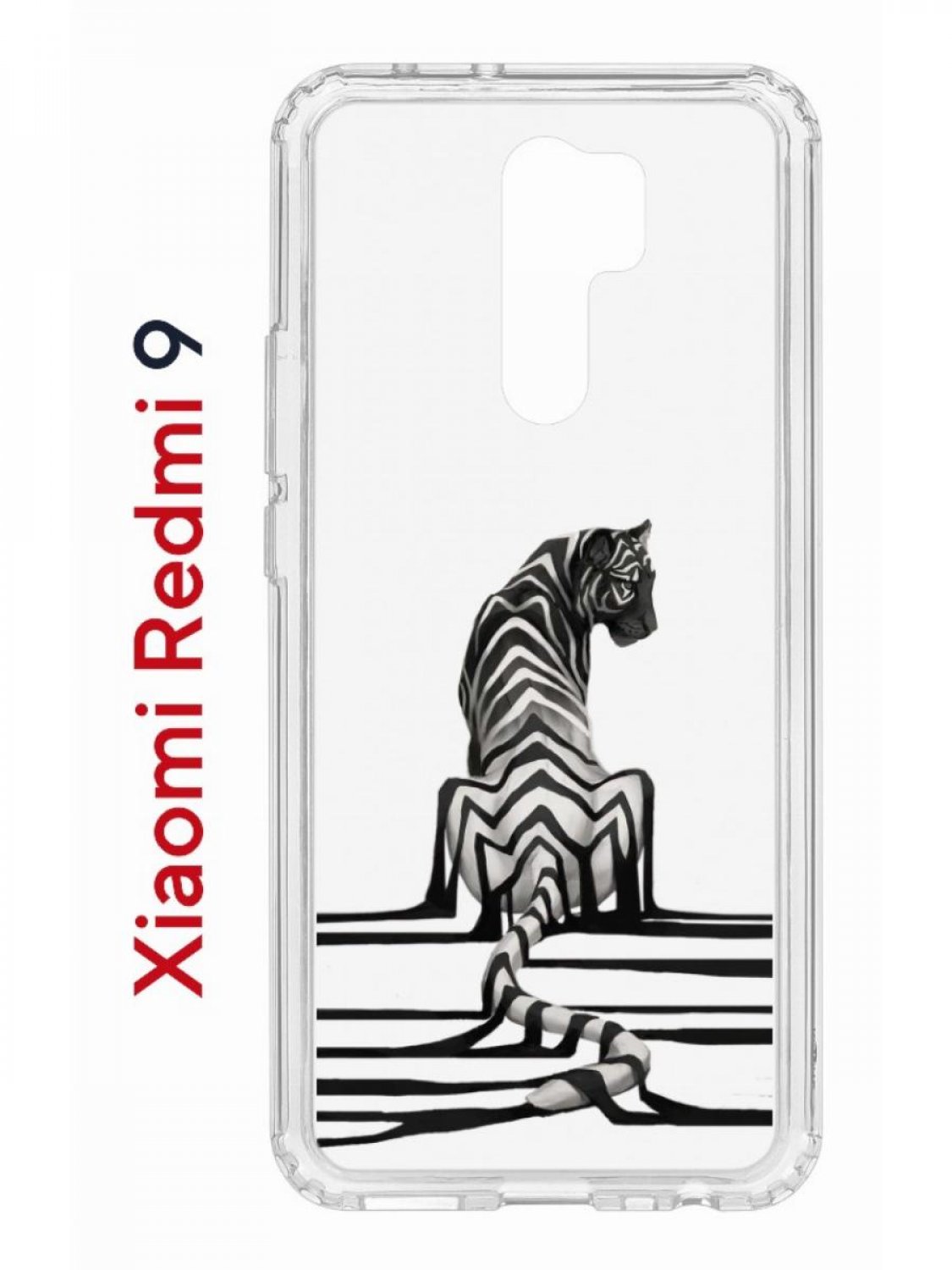 Чехол на Redmi 9 с принтом Kruche Print Tiger,противоударный бампер,с защитой камеры