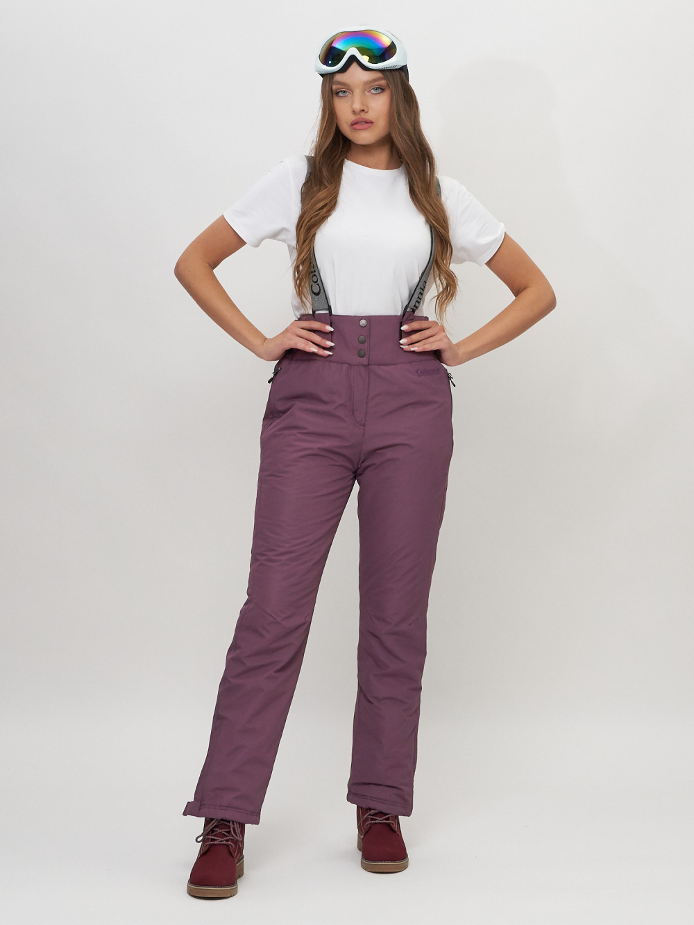 Полукомбинезон брюки горнолыжные MTFORCE женские темно-фиолетового цвета 66215TF, 42