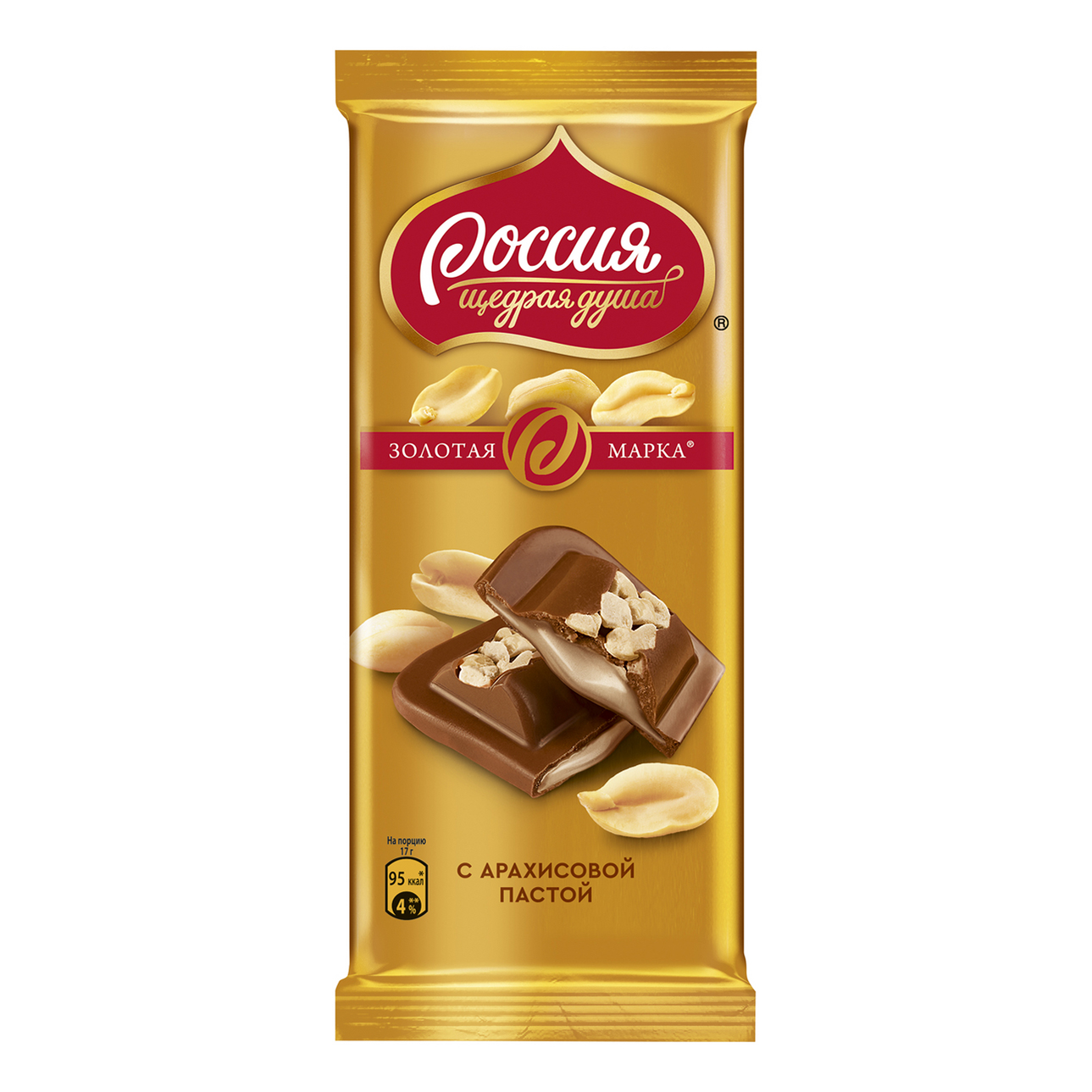 Шоколад Золотая марка арахисовая паста 85 гр