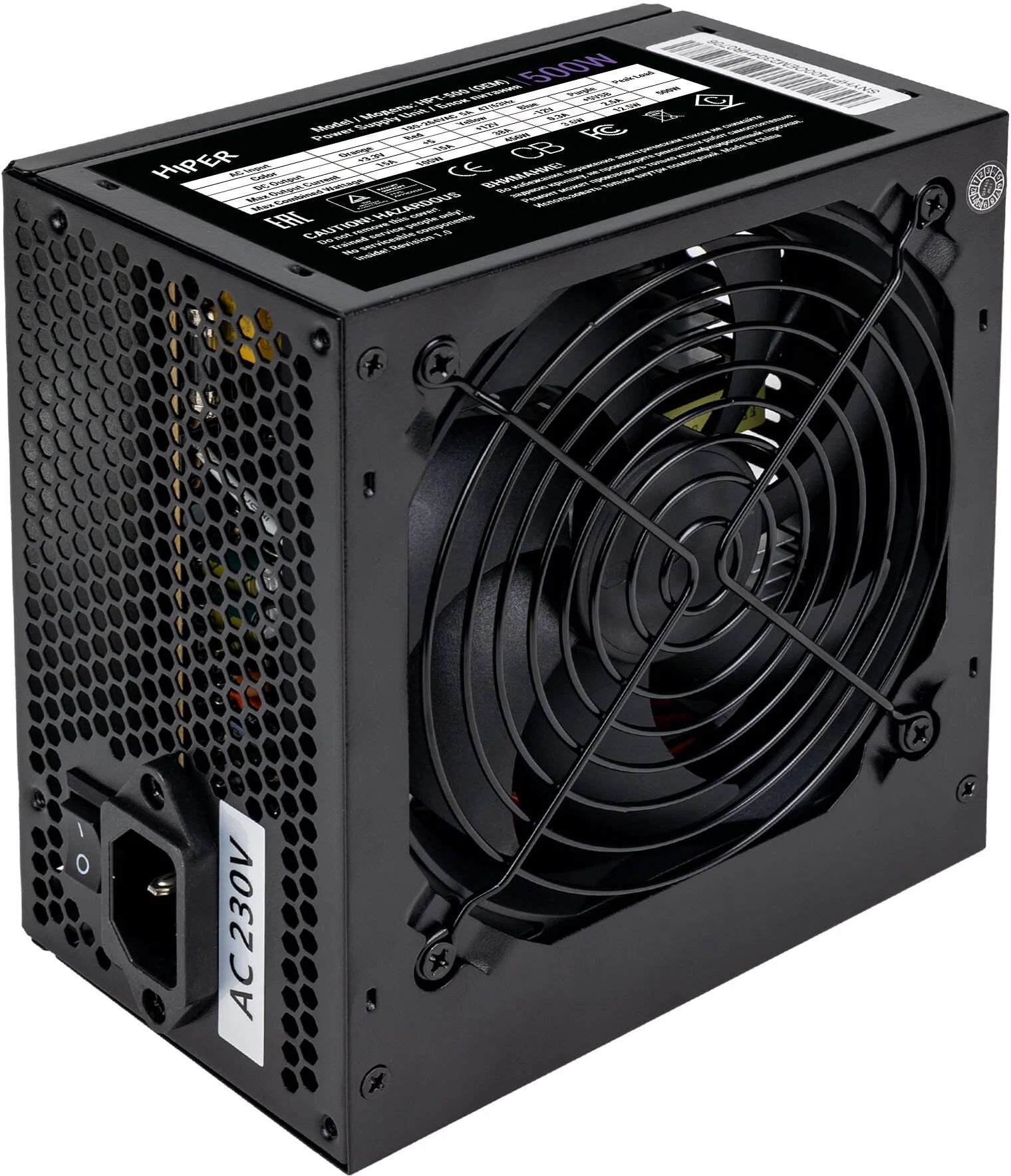 

Блок питания HIPER 500W (HPT-500 (OEM)), Черный