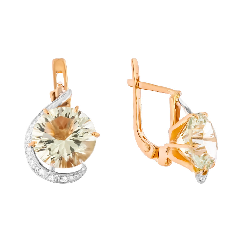 

Серьги из красного золота с кварцем Золото Дисконт 2008203718пд, 2008203718пд