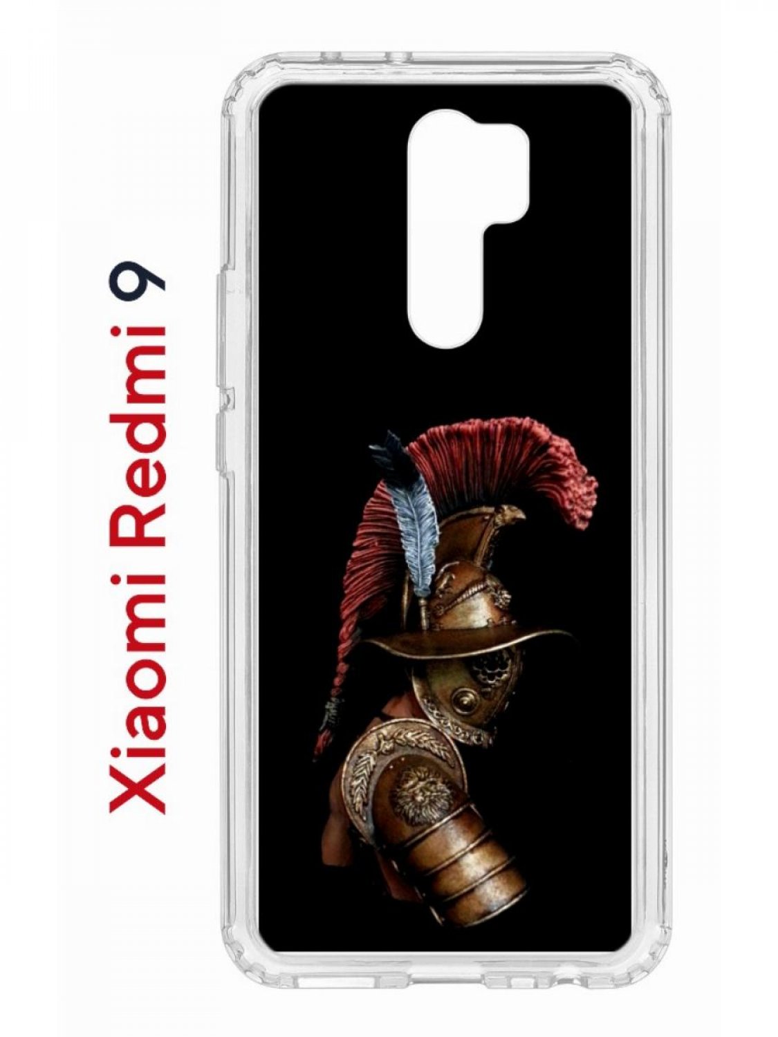 фото Чехол на redmi 9 с принтом kruche print гладиатор,противоударный бампер,с защитой камеры кruче