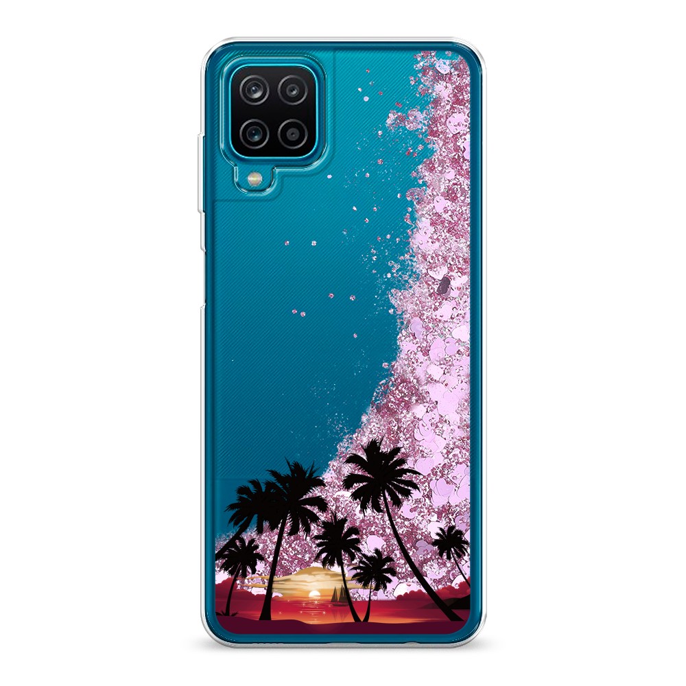 

Жидкий чехол с блестками "Закат и пальмы" на Samsung Galaxy A12