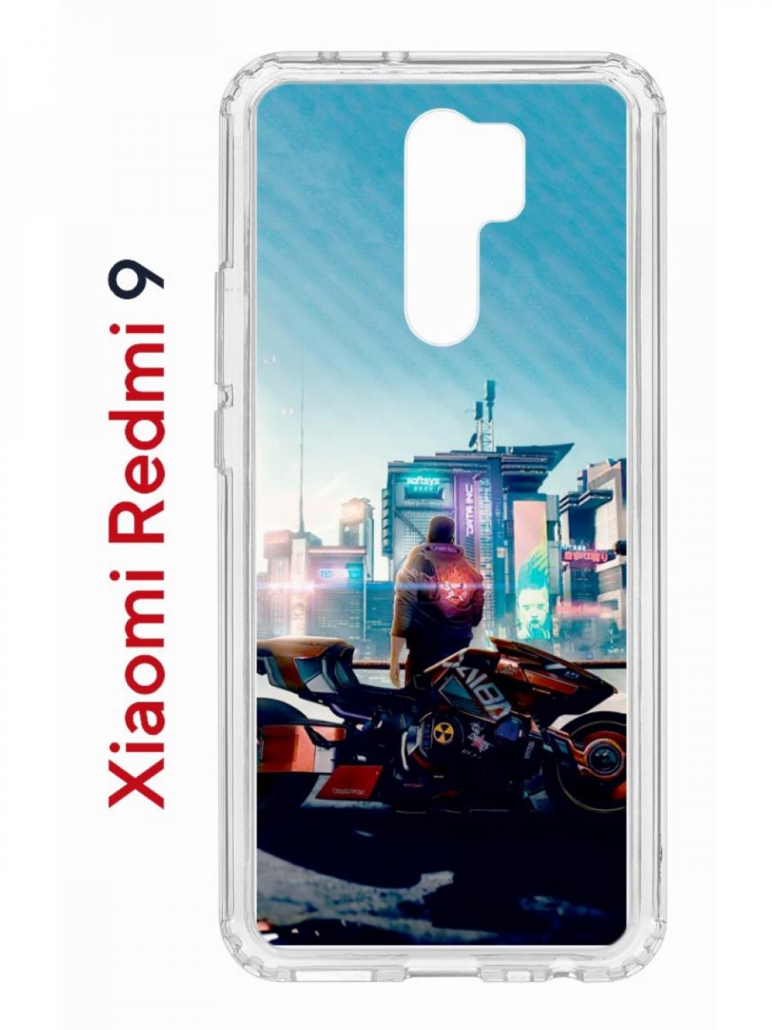 фото Чехол на redmi 9 с принтом kruche print киберпанк,противоударный бампер,с защитой камеры кruче