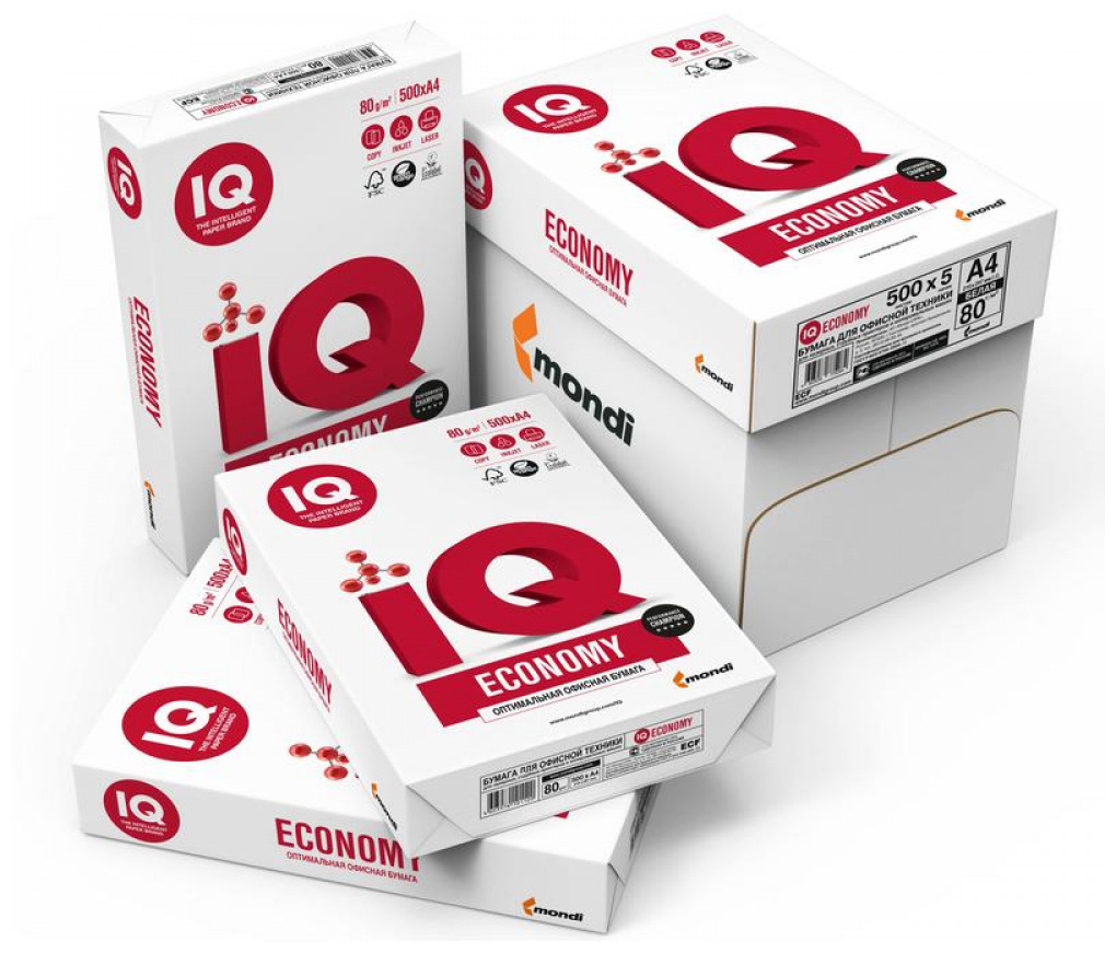 

Бумага Mondi IQ Economy A4 80 г/м, 5 пачек, 2500 л, белый, Economy