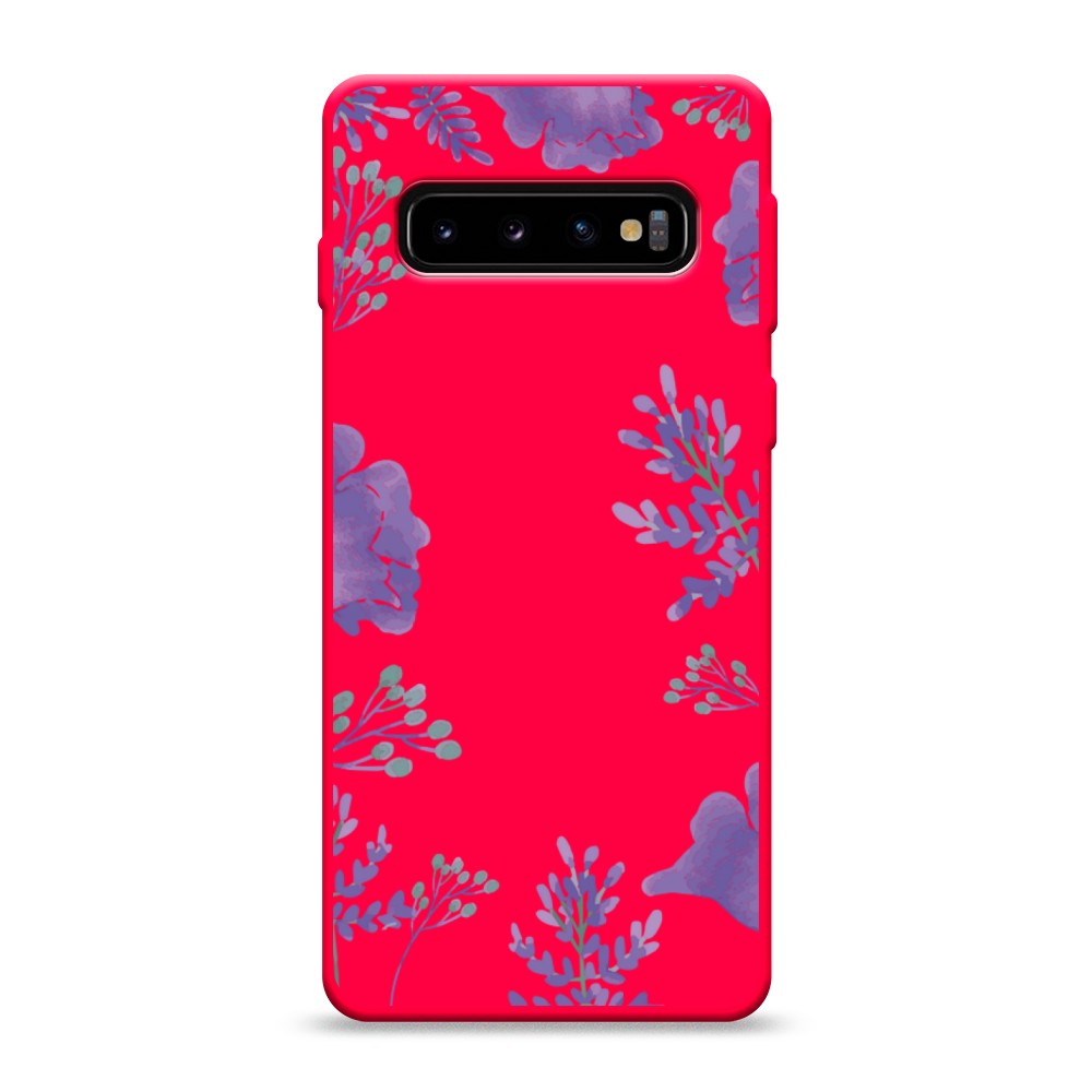 фото Матовый силиконовый чехол "сиреневая цветочная рамка" на samsung galaxy s10 awog