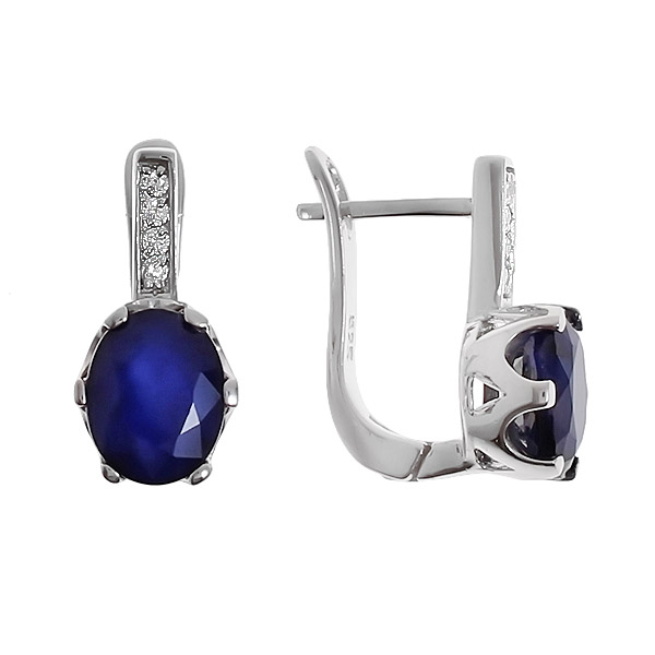

Серьги из серебра с сапфиром корундом и фианитами Balex Jewellery 2405936688, 2405936688