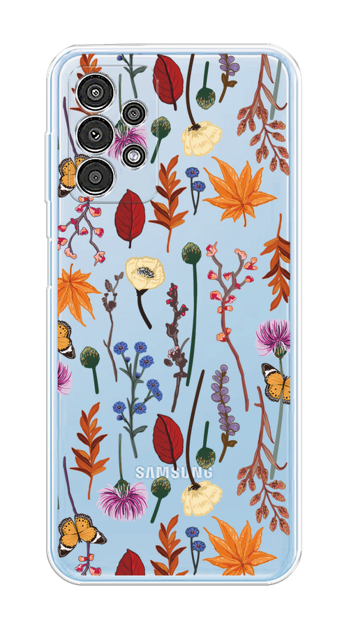 

Чехол на Samsung Galaxy A13 4G "Orange Purple flowers", Оранжевый;красный;розовый;желтый;прозрачный, 2104850-1