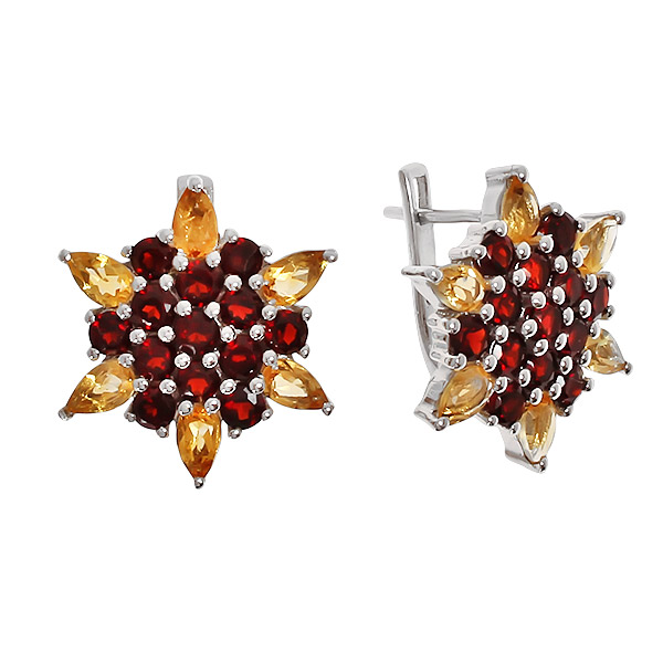 

Серьги женские из серебра Balex Jewellery 2410931225, гранат/цитрин