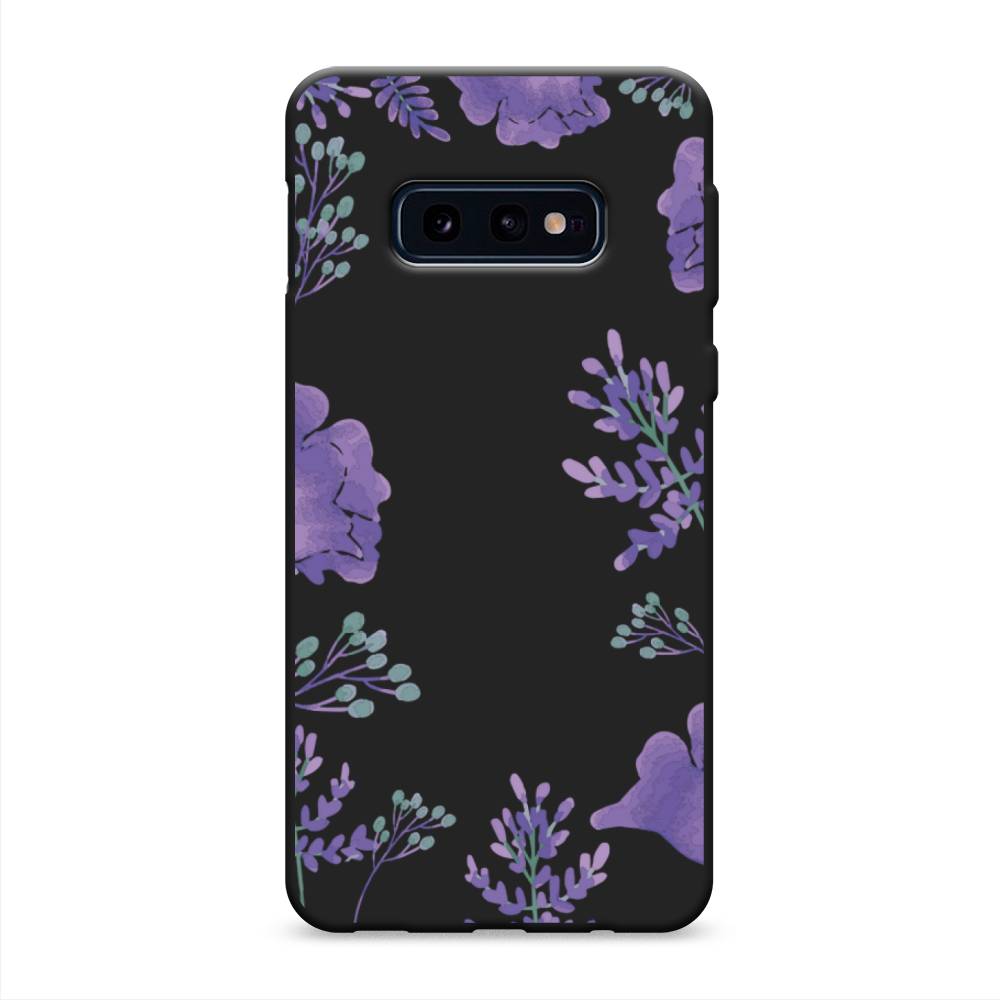 фото Матовый силиконовый чехол "сиреневая цветочная рамка" на samsung galaxy s10e awog