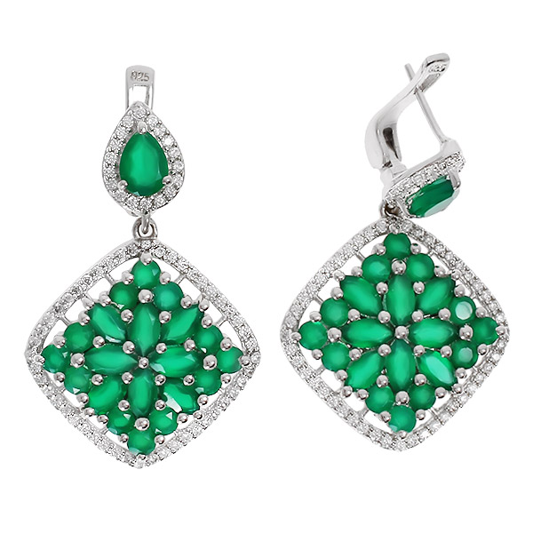 

Серьги женские из серебра Balex Jewellery 2410931230, хризопраз/фианит