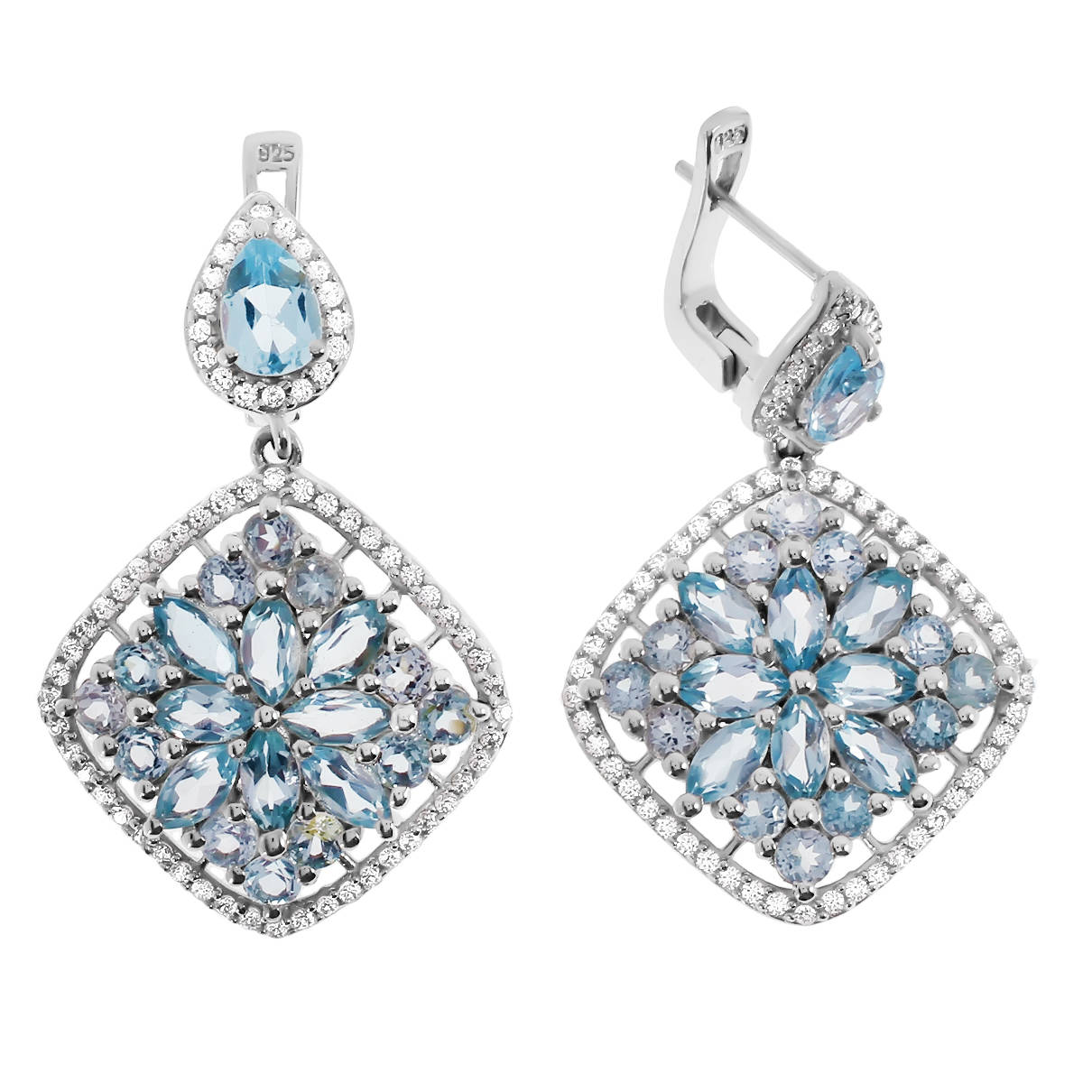 

Серьги подвески из серебра Balex Jewellery 2410931231, топаз/фианит, 2410931231