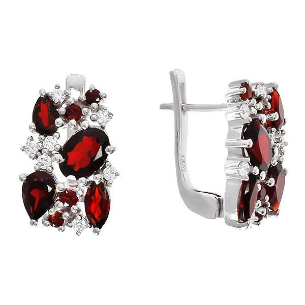 

Серьги женские из серебра Balex Jewellery 2410931243, гранат/фианит