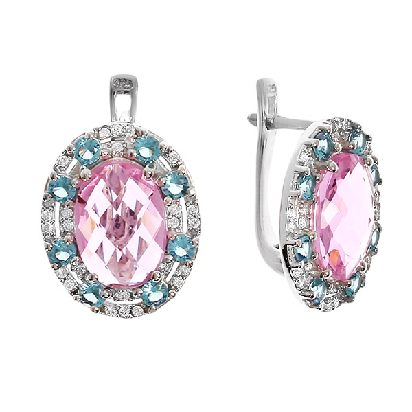 

Серьги женские из серебра Balex Jewellery 2410931262, морганит/фианит, 2410931262