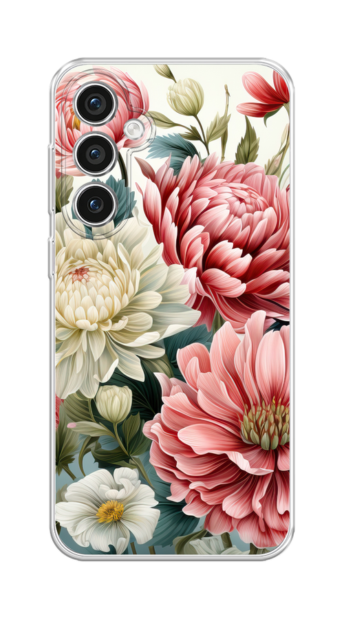 

Чехол на Samsung Galaxy S23 FE 5G "Садовые цветы рисунок", Розовый;зеленый;белый, 2108450-1
