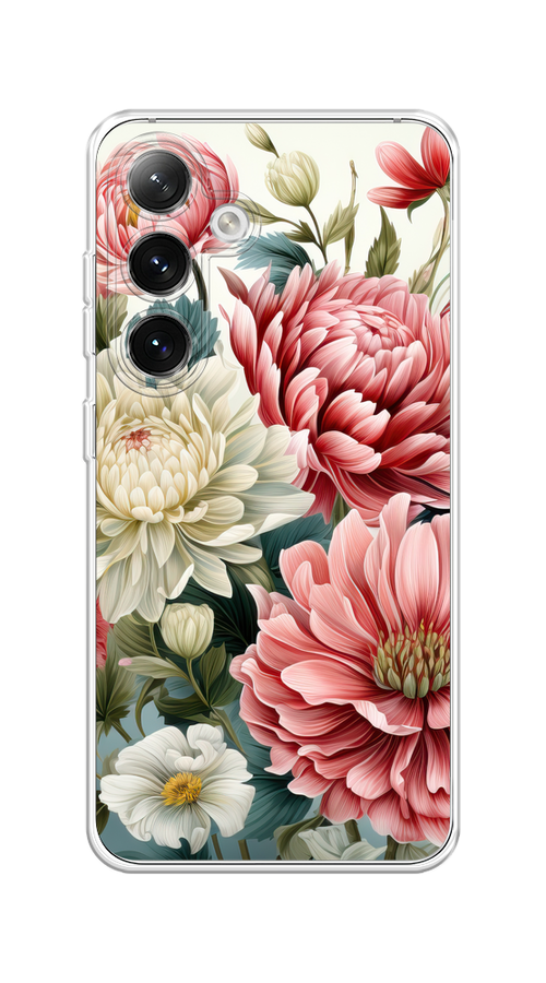 

Чехол на Samsung Galaxy S24 "Садовые цветы рисунок", Розовый;зеленый;белый, 2109050-1