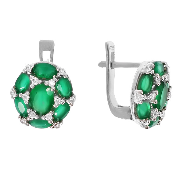 

Серьги женские из серебра Balex Jewellery 2410931322, хризопраз/фианит