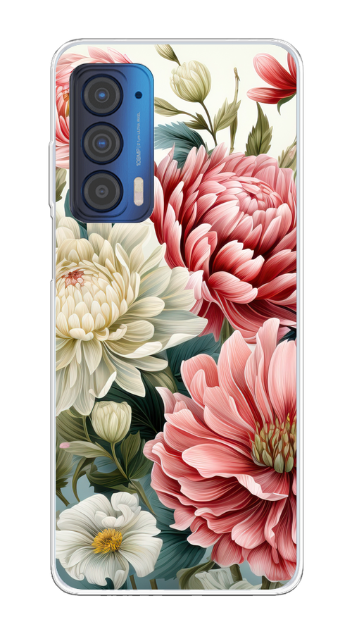 

Чехол на Motorola Edge (2021) "Садовые цветы рисунок", Розовый;зеленый;белый, 242950-1