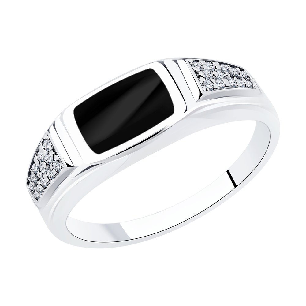 

Кольцо из серебра р.  SOKOLOV 94012410, фианит\эмаль, 94012410