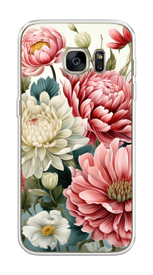 

Чехол на Samsung Galaxy S7 "Садовые цветы рисунок", Розовый;зеленый;белый, 24550-1