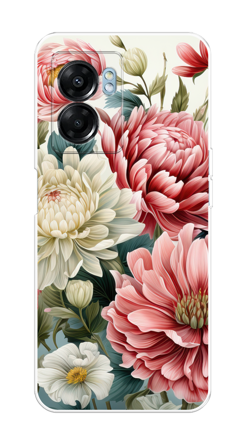 

Чехол на Oppo A57 5G/A56s/OnePlus Nord N300 5G "Садовые цветы рисунок", Розовый;зеленый;белый, 2510250-1