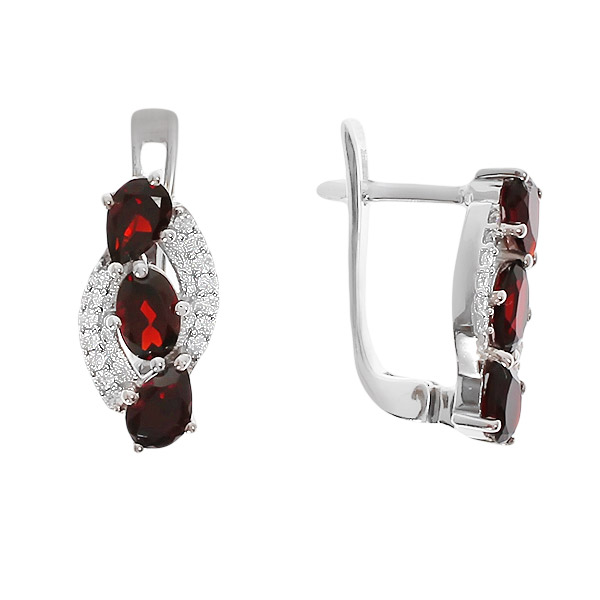 

Серьги из серебра Balex Jewellery 2410931387, гранат/фианит, 2410931387
