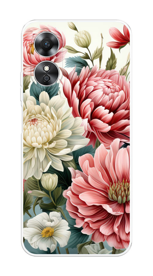 

Чехол на Oppo A17 "Садовые цветы рисунок", Розовый;зеленый;белый, 2512050-1