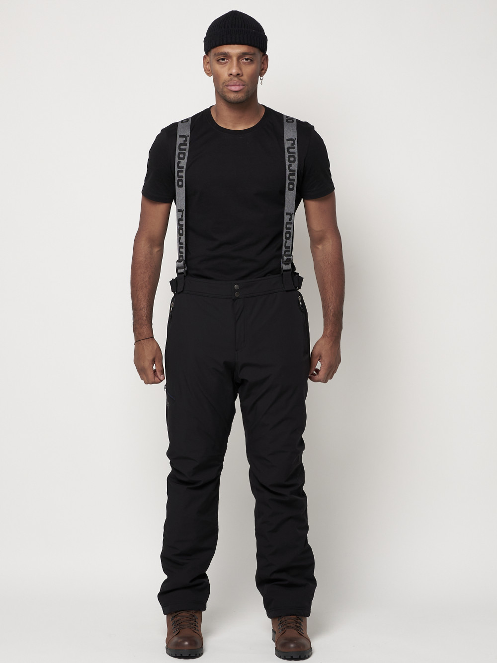Полукомбинезон брюки горнолыжные MTFORCE мужские черного цвета 66211Ch, 48