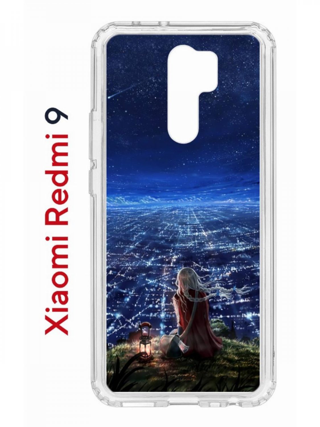 Чехол на Redmi 9 с принтом Kruche Print Ночные Огни,противоударный бампер,с защитой камеры