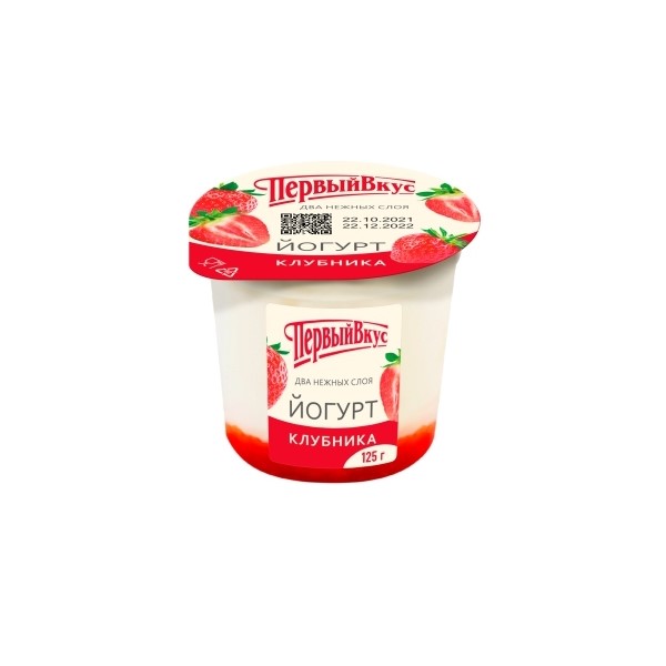 

Йогурт Первый вкус Клубника двухслойный 6% БЗМЖ 125 г