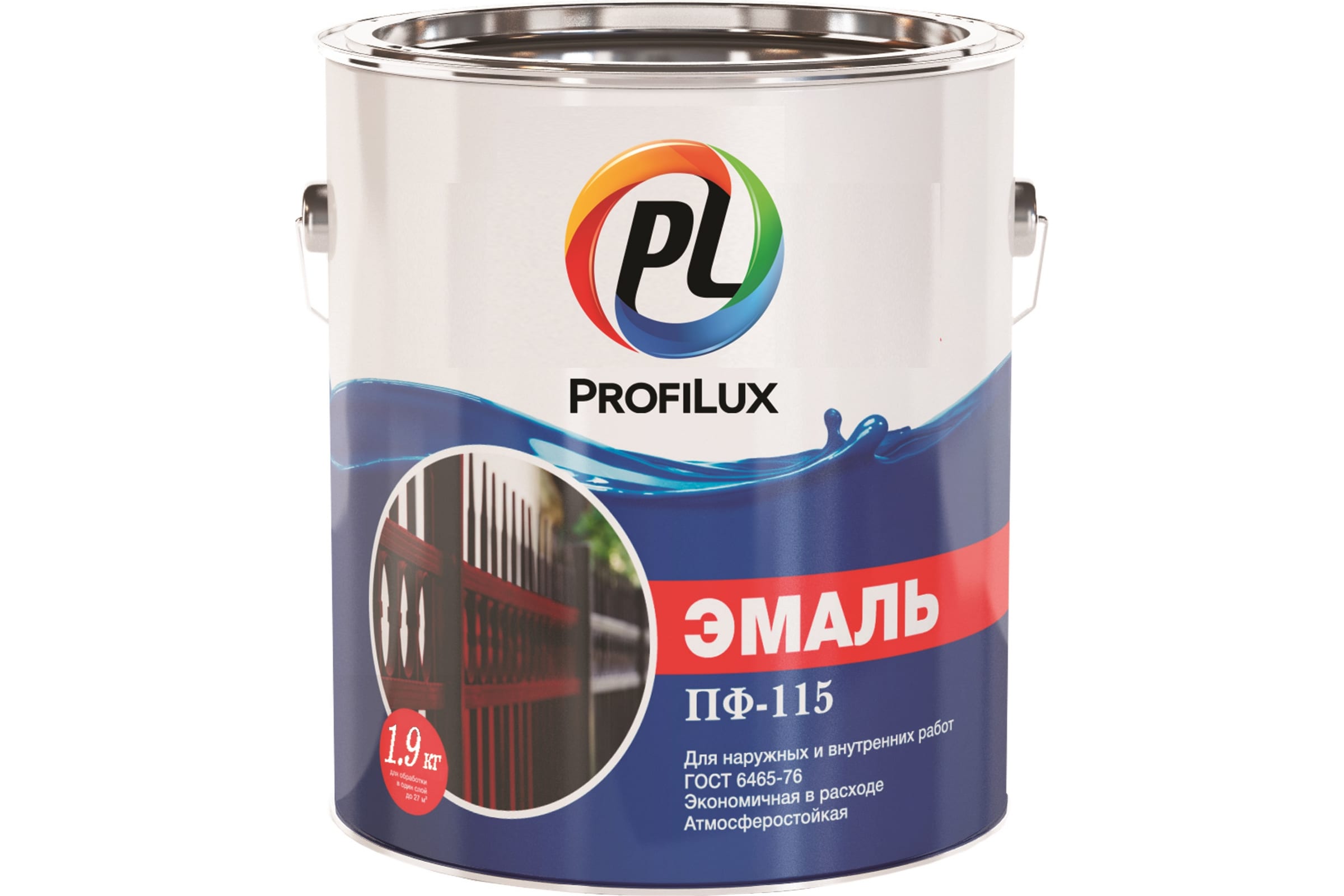 фото Profilux эмаль пф 115 коричневая глянцевая 8003 1,9кг н0000001943