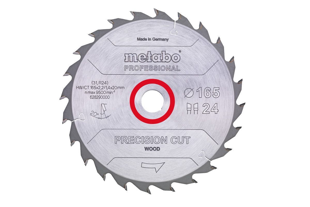 

Пильное полотно «precision cut wood — professional», 165x20 Z24 WZ 20° (628290000) Metabo, 628290000