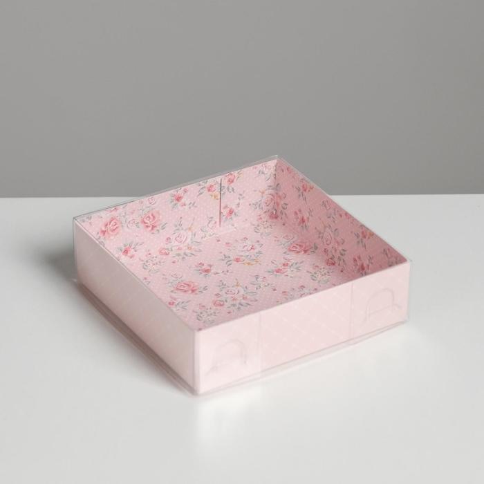

Коробка для макарун с PVC крышкой Шебби, 12 х 12 х 3 см 5 шт., Розовый