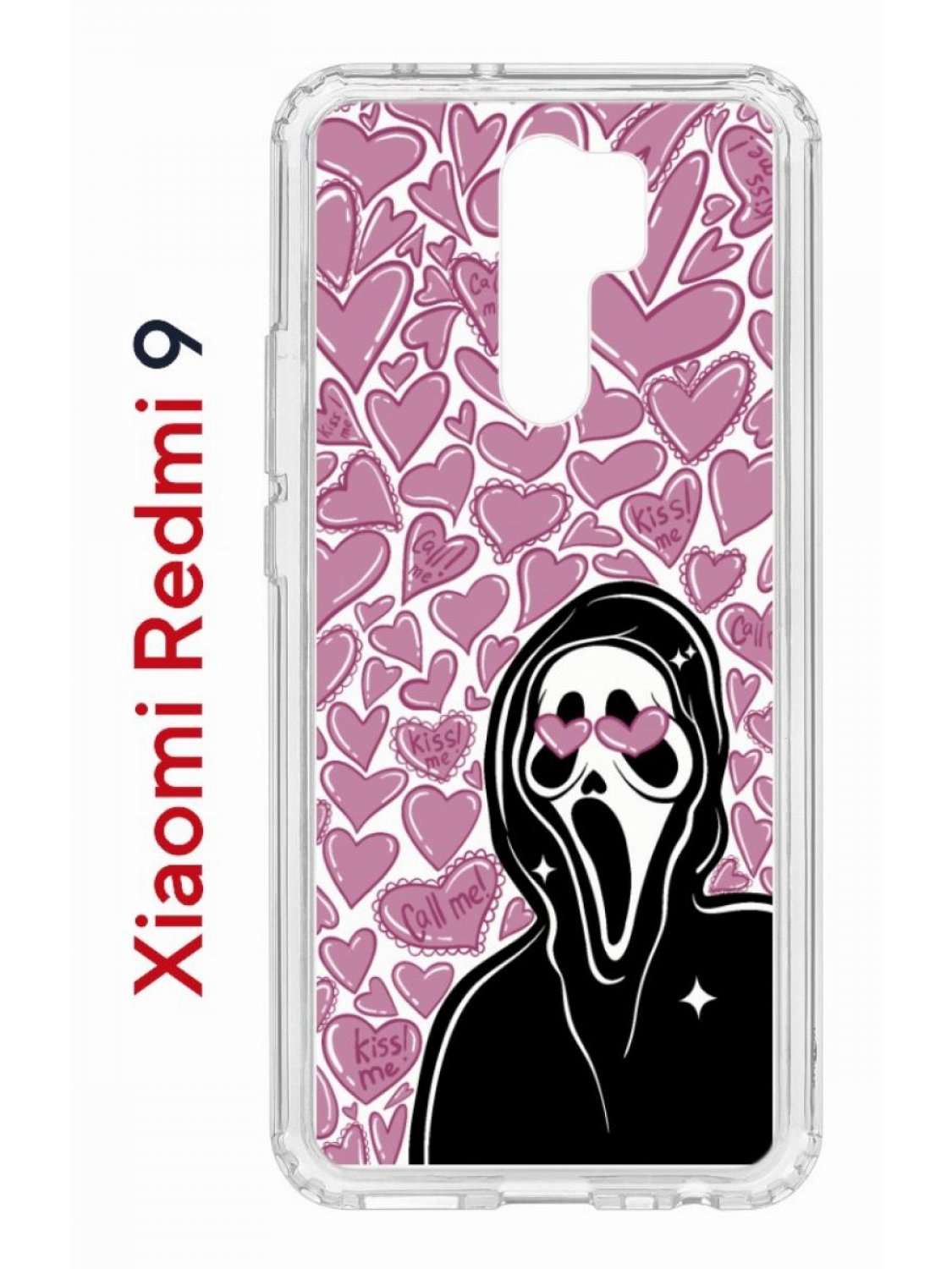 Чехол на Redmi 9 Kruche Print Любовь и Крик,противоударный бампер,с защитой камеры