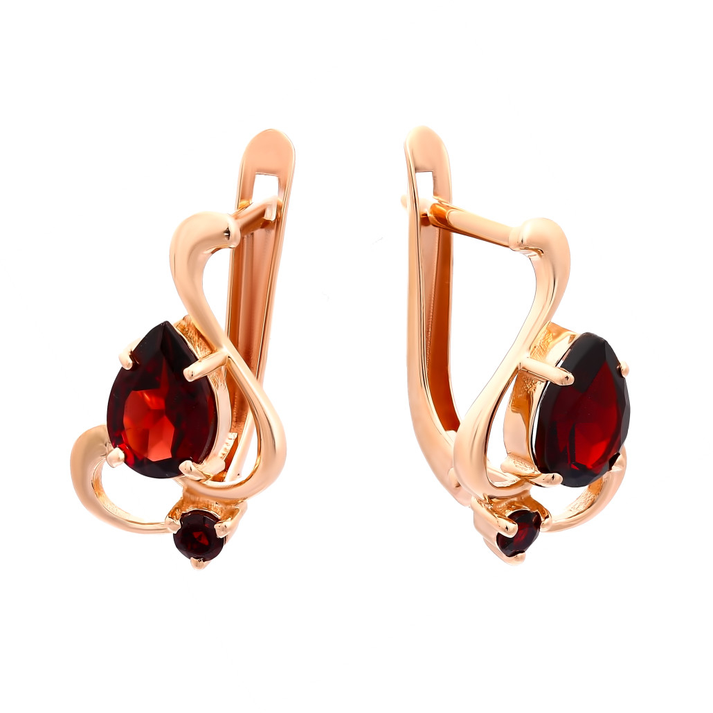 

Серьги из красного золота с гранатом Золото Дисконт 081220474пд, 081220474пд