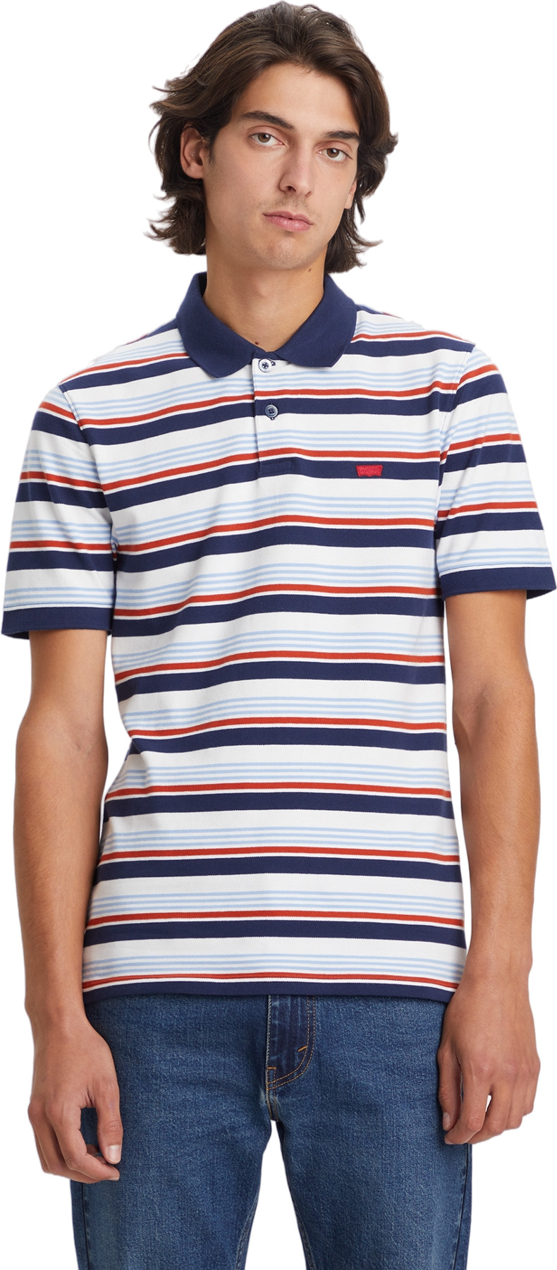 

Футболка мужская Levi's Men Slim Housemark Polo Shirt синяя M, Синий, Men Slim Housemark Polo Shirt