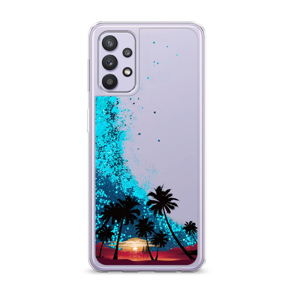 

Жидкий чехол с блестками "Закат и пальмы" на Samsung Galaxy A32, 2102093-1