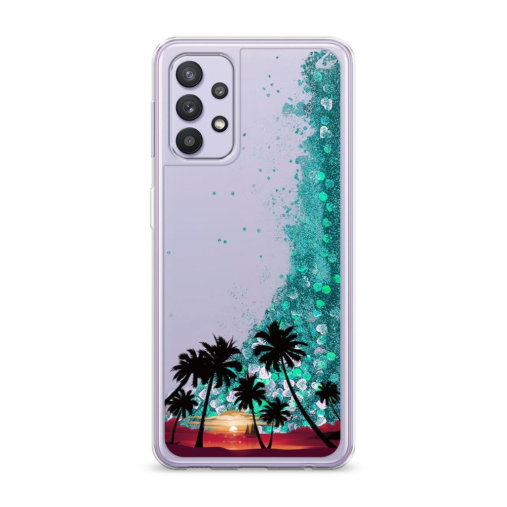 

Жидкий чехол с блестками "Закат и пальмы" на Samsung Galaxy A32, 2102095-1