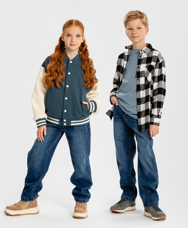 

Джинсы утепленные прямые Regular fit с эффектом варки синие Button Blue, 146, 224BBBJC6403, Синий, 224BBBJC6403
