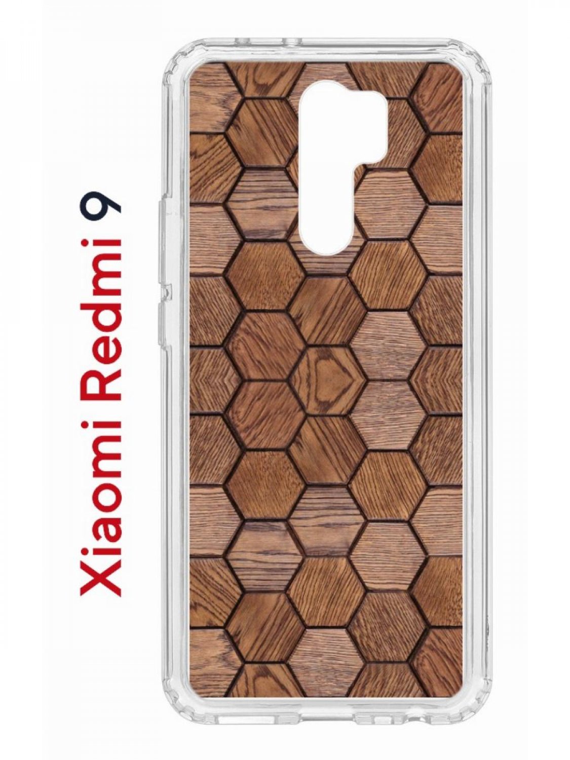 Чехол на Redmi 9 Kruche Print Текстура орех,противоударный бампер,с защитой камеры