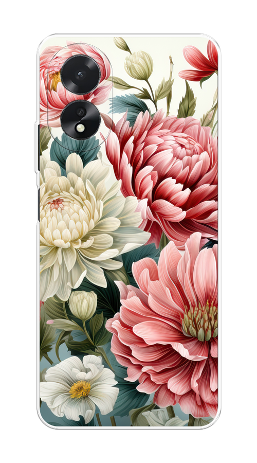 

Чехол на Oppo A38/A18 "Садовые цветы рисунок", Розовый;зеленый;белый, 2515450-1