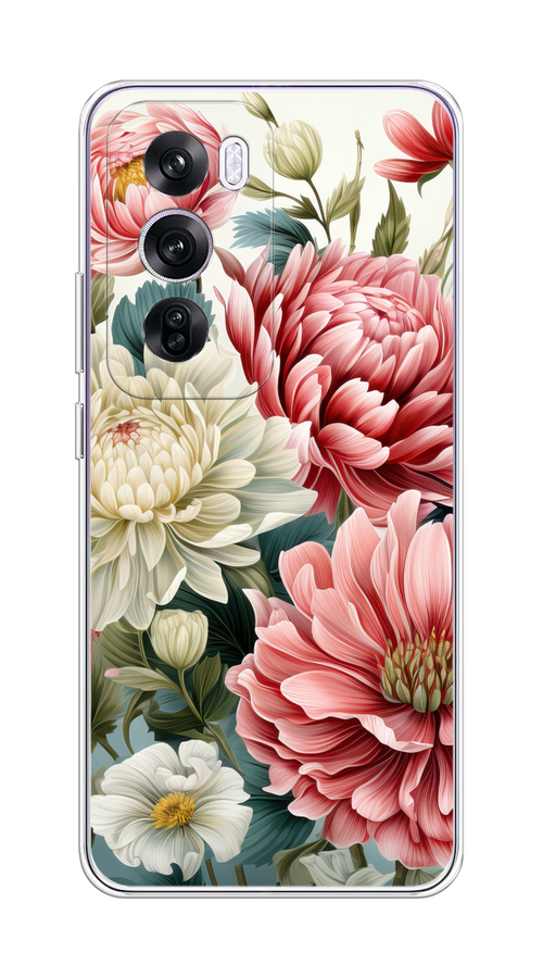 

Чехол на Oppo Reno 12 Pro "Садовые цветы рисунок", Розовый;зеленый;белый, 2517150-1