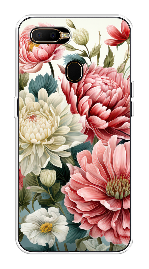 

Чехол на Oppo A12 "Садовые цветы рисунок", Розовый;зеленый;белый, 253450-1