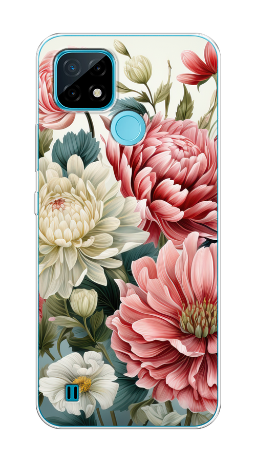 

Чехол на Oppo Realme C21 "Садовые цветы рисунок", Розовый;зеленый;белый, 254950-1