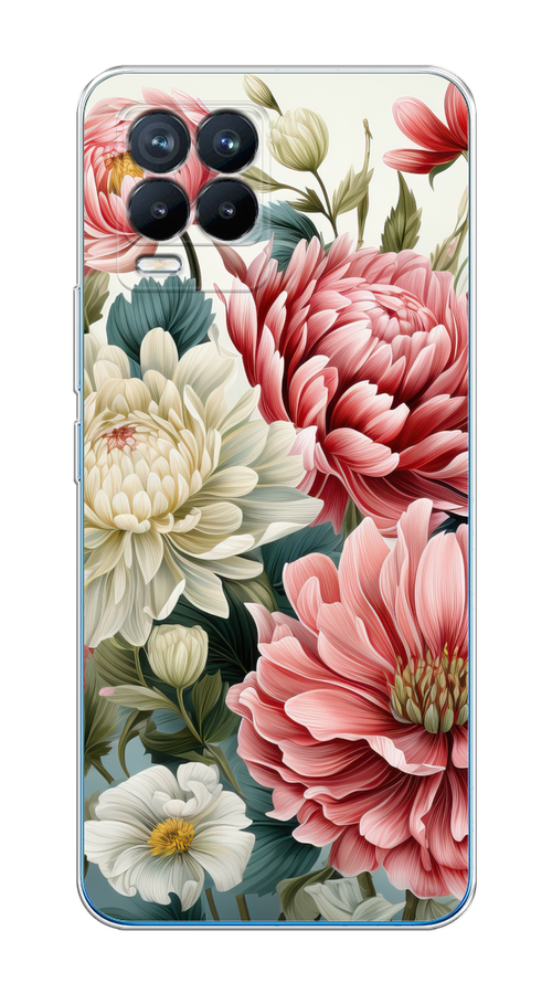 

Чехол на Oppo Realme 8/8 Pro "Садовые цветы рисунок", Розовый;зеленый;белый, 255450-1