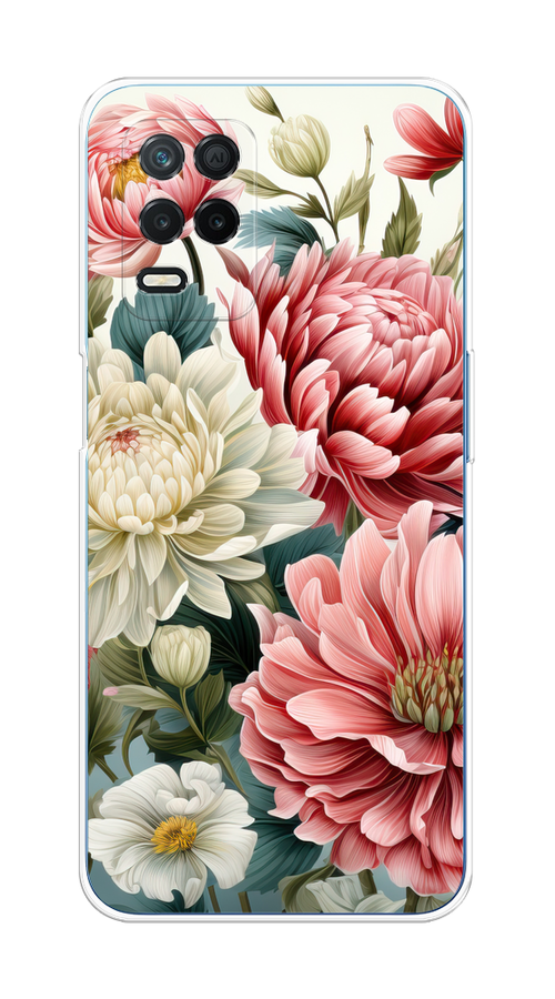 

Чехол на Realme 8 5G/Narzo 30 5G "Садовые цветы рисунок", Розовый;зеленый;белый, 257150-1