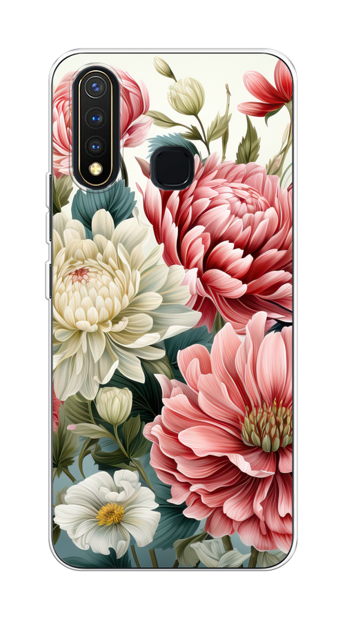 

Чехол на Vivo Y19 "Садовые цветы рисунок", Розовый;зеленый;белый, 261950-1