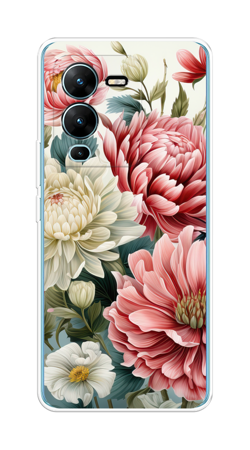 

Чехол на Vivo V25 Pro 5G "Садовые цветы рисунок", Розовый;зеленый;белый, 267450-1